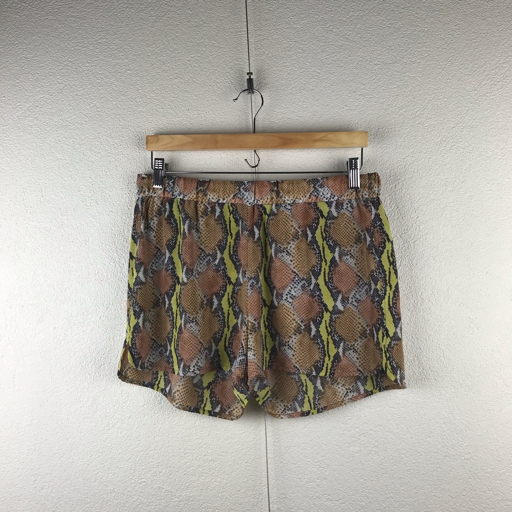 Equipment l M Silk Exotic Tribal Bohemian Snakeskin Python Elastic Waist Shorts